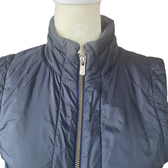 Faconnable women's XS dark blue zip up collared sleeveless puffer vest tops - Picture 5 of 10